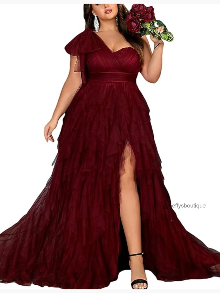 Plus Size One Shoulder Maxi Dress Formal Evening Gown Wedding Guest Prom